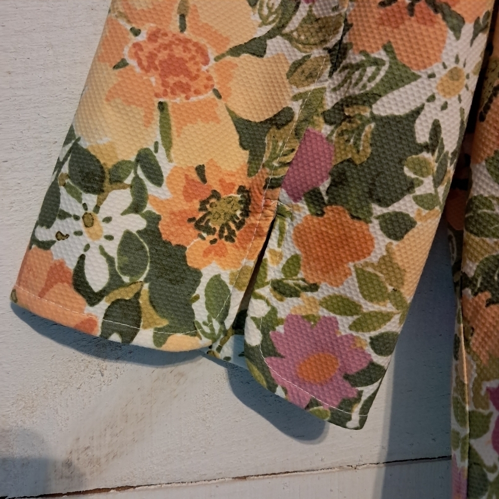 Jaclyn Smith Cotton Floral print Lined 3/4 Sleeve Jacket Size 14 - Picture 5 of 7